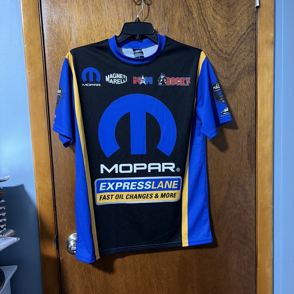 Matt Hagan Mopar Express Lane Racing Shirt Mens L Blue Black Yellow USA Made